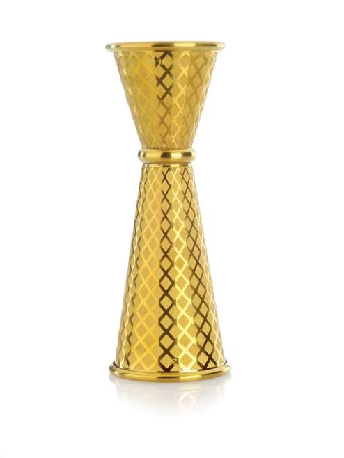 Gold Plated Diamond Lattice Japanese Style Jigger 1 x 2 ounce, M37202GD, 12/case