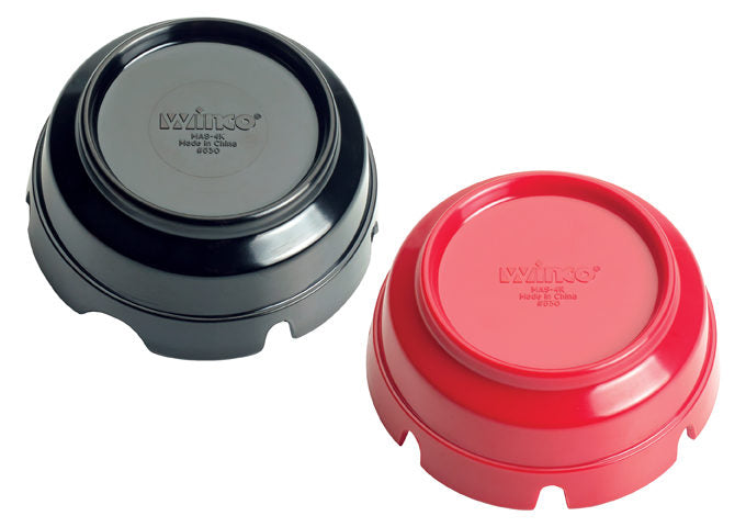 Winco MAS-4K and MAS-4R 4"Dia Black and Red, Melamine Ashtray