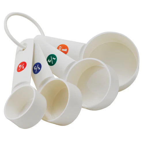 Winco MCPP-4, 4pcs, White Plastic Measuring Cup Set