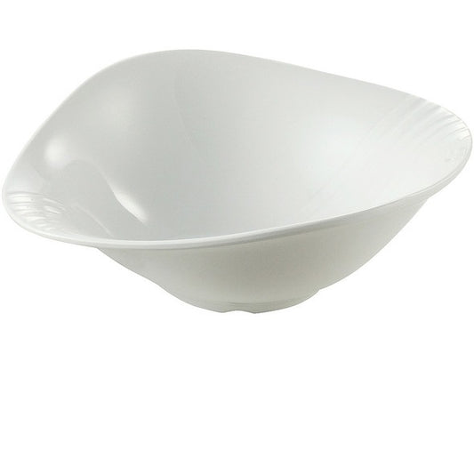 Yanco Bowl MD-918 This triangular bowl boasts a generous 3-1/2 quart capacity, measuring 18"L x 14-1/2"W x 5"H, making it ideal for serving large portions of your favorite dishes. Crafted from high-quality melamine, this white Milando Bowl is dishwasher safe, ensuring effortless cleaning and maintenance. Its sturdy construction guarantees it will withstand the rigors of daily use, making it an excellent choice for both commercial and residential kitchens.