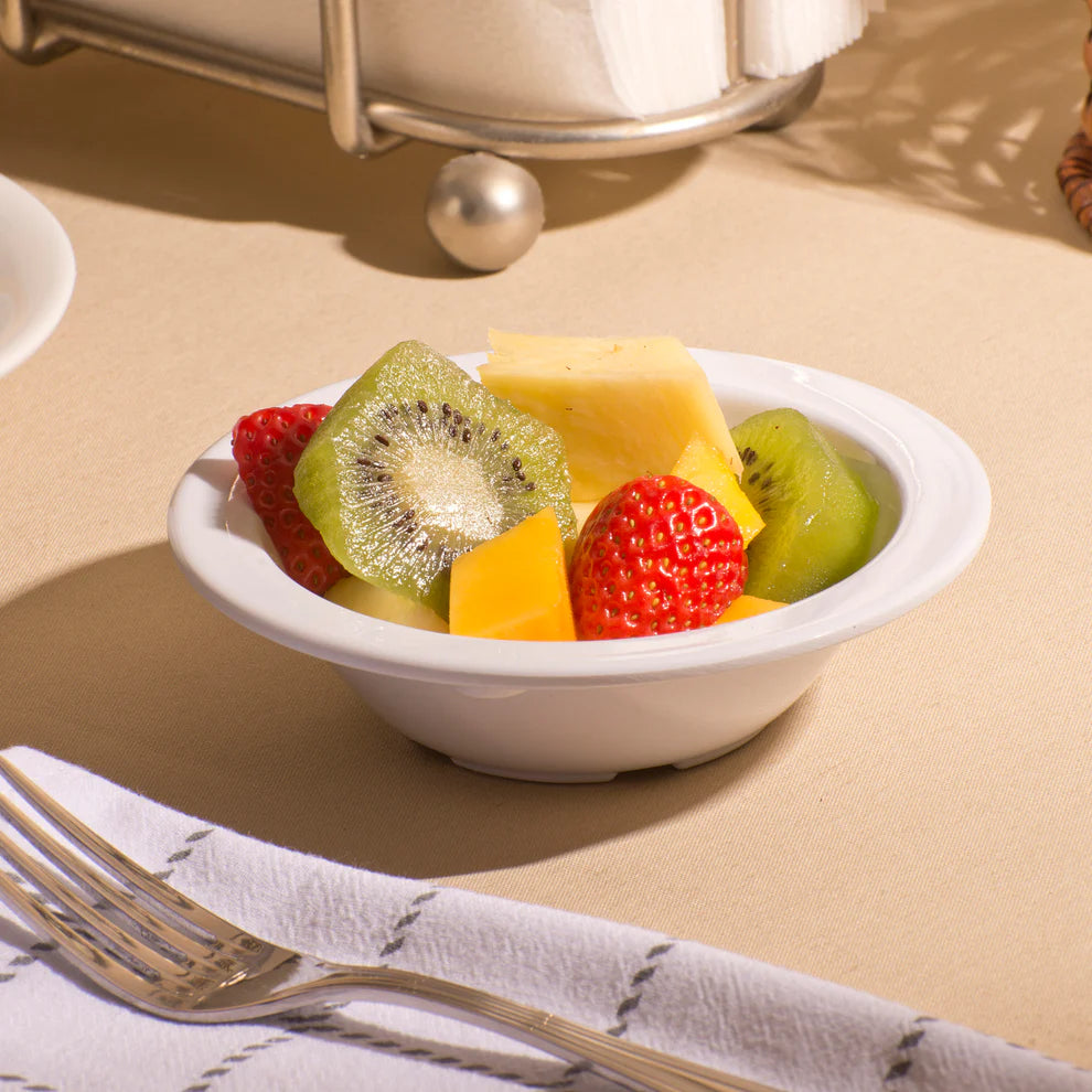 Winco MMB-4 to MMB-5W, 4-5oz Melamine Fruit Bowls, Tan/White