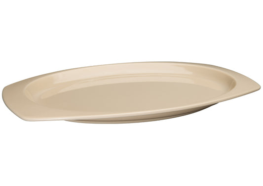 Winco MMPT-117 to MMPT-96, 11-1/2" x 7-1/2" to 9-1/2" x 6-3/4" Tan Melamine Rectangular Platters - Restaurant Kitchen, Buffet Stations, Catering Services