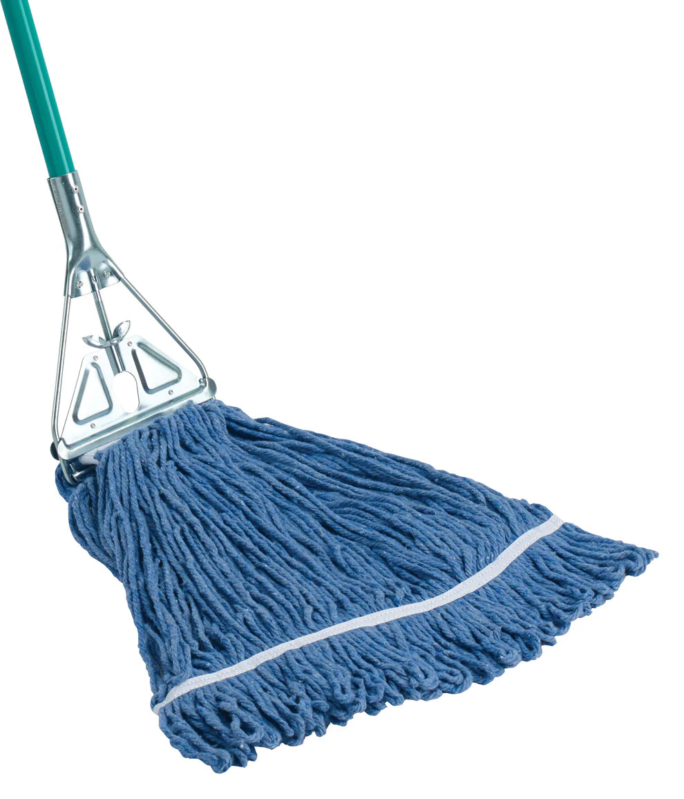 Winco MOP-20-32W, 20oz-32oz, Looped End Blue/White Yarn Mop Heads