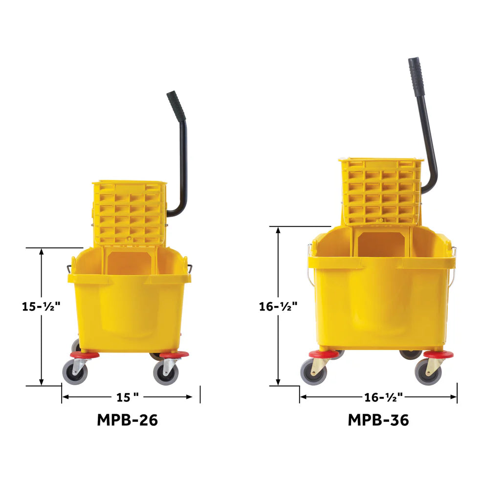 Winco MPB-26-36R, 26qt, Yellow, 36qt Red/Yellow  Mop Bucket w/Wringer
