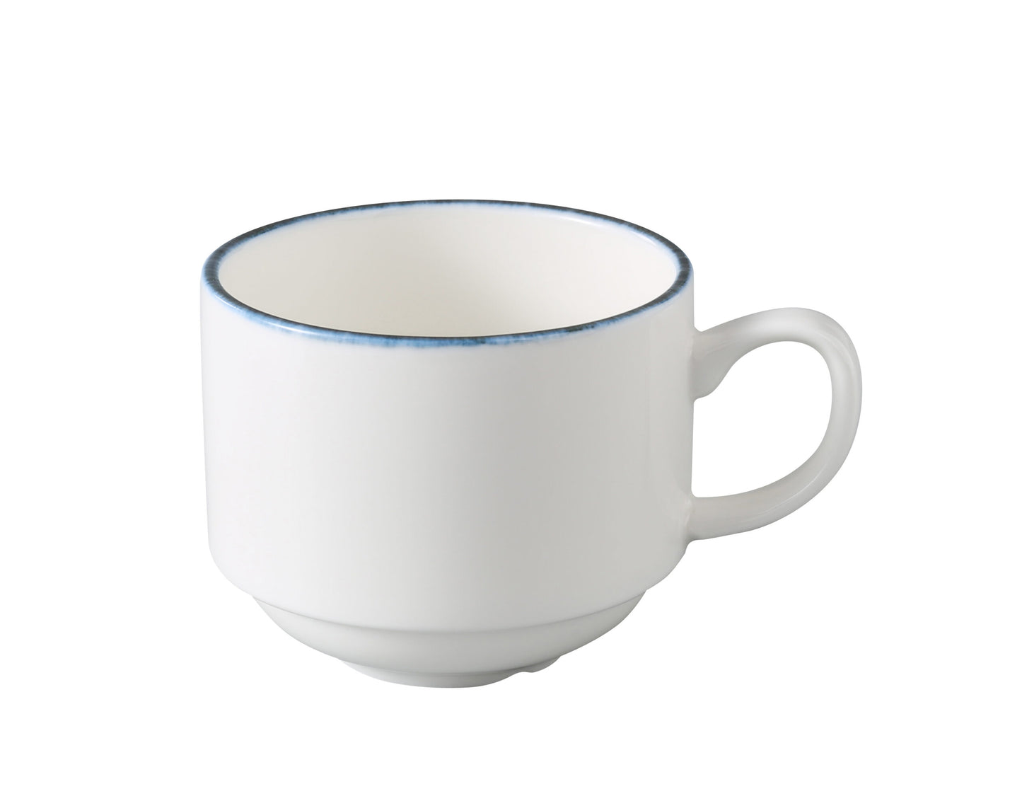 Yanco Coffee Cup MR-001 adds a bold and contemporary accent to your beverage service. Featuring a sleek white porcelain body with a deep midnight blue rim, this 8 oz cup offers a sophisticated look perfect for modern cafés, restaurants, and breakfast settings. Its compact size and comfortable handle make it ideal for serving hot drinks like coffee, tea, or espresso-based beverages.