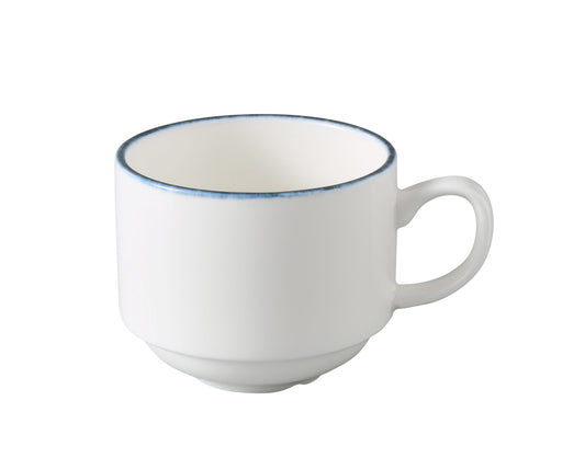 Yanco Coffee Cup MR-001 adds a bold and contemporary accent to your beverage service. Featuring a sleek white porcelain body with a deep midnight blue rim, this 8 oz cup offers a sophisticated look perfect for modern cafés, restaurants, and breakfast settings. Its compact size and comfortable handle make it ideal for serving hot drinks like coffee, tea, or espresso-based beverages.
