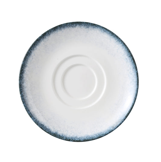 Yanco Saucer MR-002 pairs perfectly with the Mars Coffee Cup, completing a modern and elegant beverage presentation. Featuring the collection’s signature midnight blue rim and a crisp white porcelain surface, this 6" saucer is designed to support a variety of hot drink cups. Its shallow well and raised edge offer both functionality and visual appeal, making it ideal for coffee service in restaurants, cafés, and hotels. 
