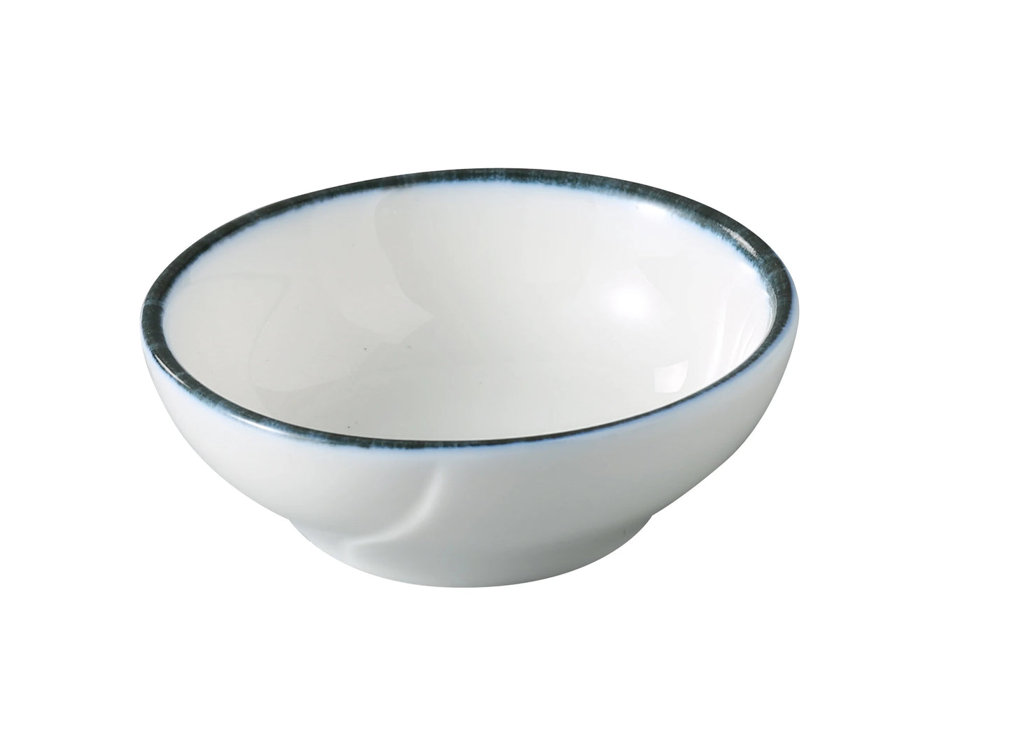 Yanco Sauce Dish MR-502 is a compact yet stylish option for serving condiments, dipping sauces, and small accompaniments. Featuring a crisp white interior and a distinctive midnight blue rim, this dish adds a modern touch to your presentation while keeping portions controlled. Its small size makes it ideal for use in restaurants, catering setups, or upscale casual dining.