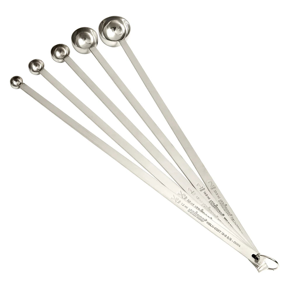 Winco MSLH-025T - 5P, 1/4-Tsp–2-Tbsp 18/8 SS Long Hdl Measuring Spoons
