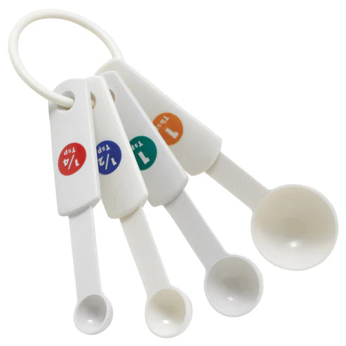 Winco MSPP-4, 4-piece, S/S White, Plastic, Measuring Spoon Set