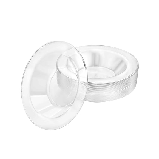 Magnificence Clear Bowls, 5oz and 14oz sizes, elegant and durable disposable bowls ideal for soups, salads, and desserts at upscale events, weddings, and gatherings