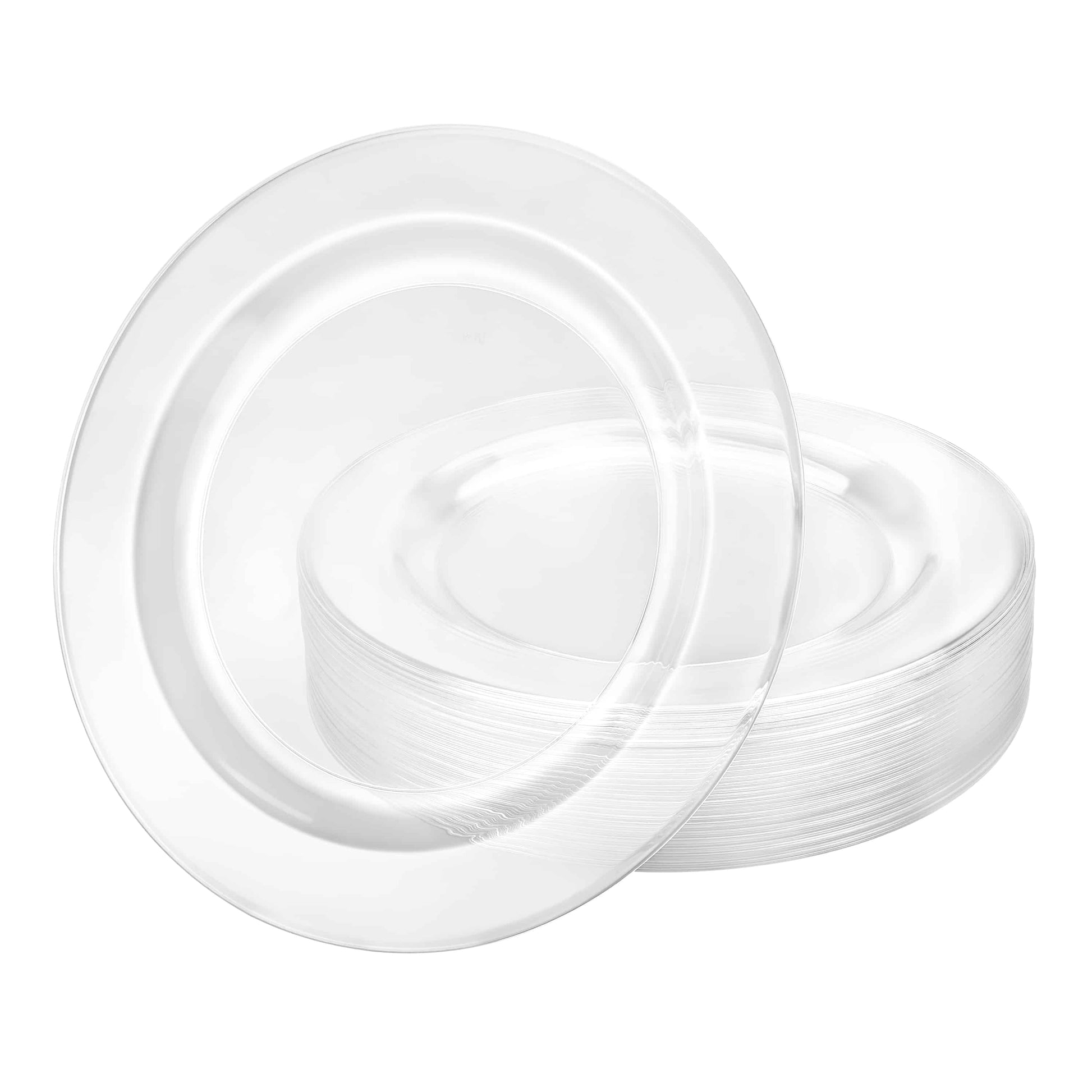Magnificence Clear Plate, elegant 6.25-inch and 7.5-inch transparent disposable plates for stylish presentations at weddings, events, and upscale dining