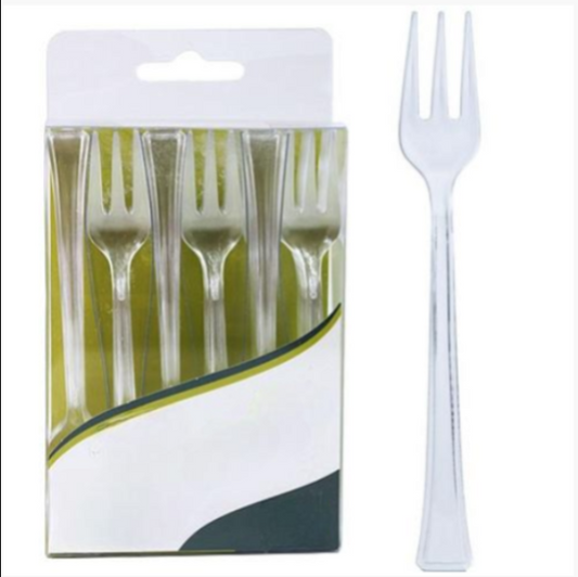 A mini clear utensil box with 48 pieces, including disposable forks and spoons, perfect for events, parties, catering, picnics, or convenient everyday use.