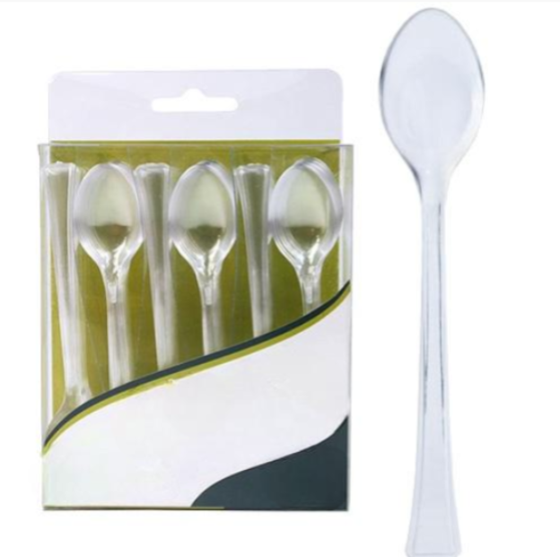 A mini clear utensil box with 48 pieces, including disposable forks and spoons, perfect for events, parties, catering, picnics, or convenient everyday use.
