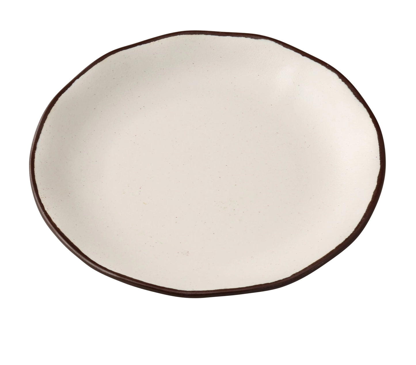 Yanco Round Plate NA-107 Crafted from durable melamine, offering a reliable solution for both commercial and residential use. The melamine construction provides excellent break resistance, making it ideal for busy restaurants, hotels, and cafes where durability is essential. Finished in a sophisticated ivory color with a subtle brown rim, this plate complements a variety of table settings and enhances the presentation of bread, butter, or small side dishes. 