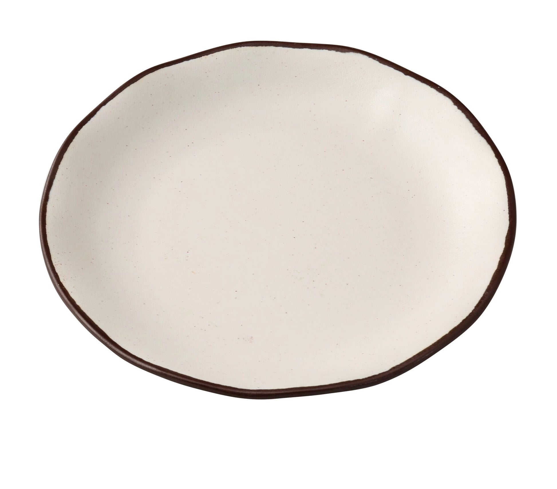 Yanco Round Plate NA-107 Crafted from durable melamine, offering a reliable solution for both commercial and residential use. The melamine construction provides excellent break resistance, making it ideal for busy restaurants, hotels, and cafes where durability is essential. Finished in a sophisticated ivory color with a subtle brown rim, this plate complements a variety of table settings and enhances the presentation of bread, butter, or small side dishes. 