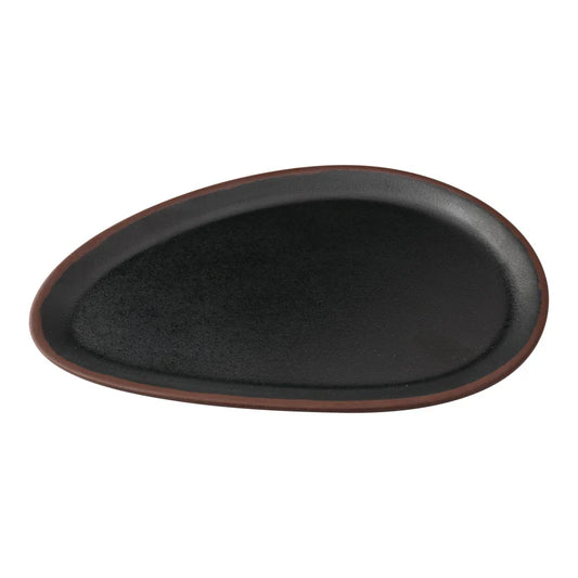 Yanco Oval Plate NA-214BK Crafted from high-quality melamine, this plate is both durable and lightweight. Its oval shape and break-resistant design make it ideal for frequent use in commercial dining settings. Designed to be dishwasher safe, this plate ensures quick and efficient cleaning, which is essential for high-turnover environments. The black color with a speckled finish and brown rim adds a touch of sophistication, enhancing the presentation of any dish.