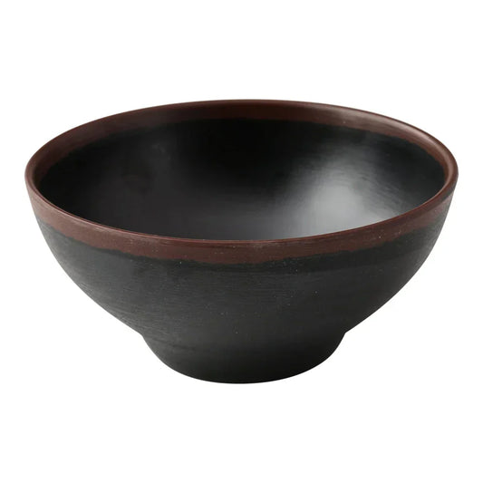 Yanco Cereal Bowl NA-605BK Constructed from melamine, this bowl combines durability with practicality, ideal for daily use in hotels, restaurants, and cafes. The bowl’s break-resistant design ensures it withstands the demands of a high-traffic environment. Featuring a classic round shape with an black speckled finish and a brown rim, this bowl adds a touch of elegance to any table setting. 