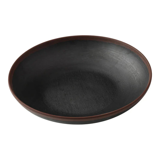 Yanco Salad/Pasta Bowl NA-709BK Constructed from melamine, this bowl combines durability with a practical design for frequent use. Its elegant black speckled finish with a brown rim enhances the visual appeal, adding sophistication to any dining setup. The melamine material is not only break-resistant but also dishwasher safe, making cleanup effortless and suitable for high-volume dining establishments. 