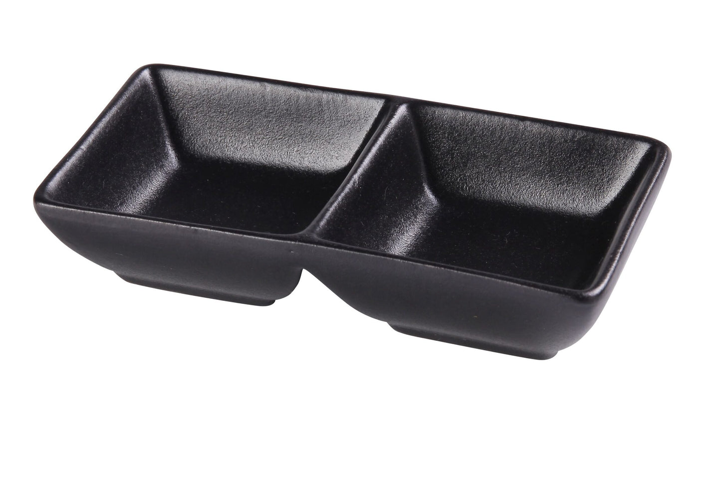 Yanco Double Sauce Dish NB-4032 brings sleek modern elegance to tabletop presentation with its matte black porcelain finish and minimalist rectangular form. Designed with two separate 1.5 ounce compartments, it’s perfect for serving dipping sauces, condiments, oils, spices, and tasting portions. The durable chinaware construction makes it ideal for restaurants, sushi bars, catering services, and contemporary home dining. 