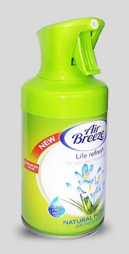 Air Breeze Spray in Natural Flower scent, 8.5 oz bottle for home fragrance.