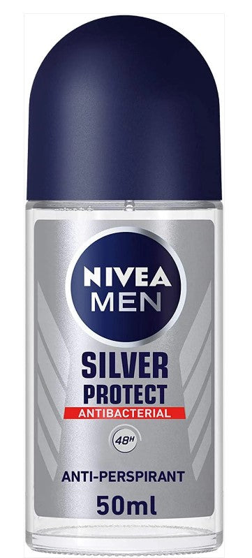 Nivea Men Roll-On Silver Protect, 50 ml, deodorant with long-lasting sweat and odor protection for fresh, dry underarms.