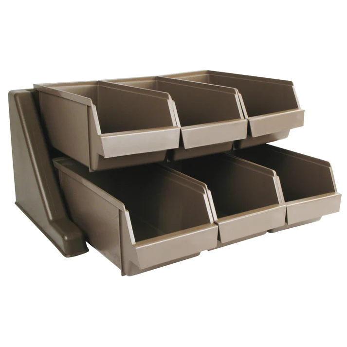 6 Bins Cutlery Organizer Set 6/Pack features a self-serve design, customers can help themselves to cutlery, straws, stirrers, sugar packets, and other small items set out for their use. This shelving unit is also ideal for holding tools and other small parts, keeping your workspace clean and organized.