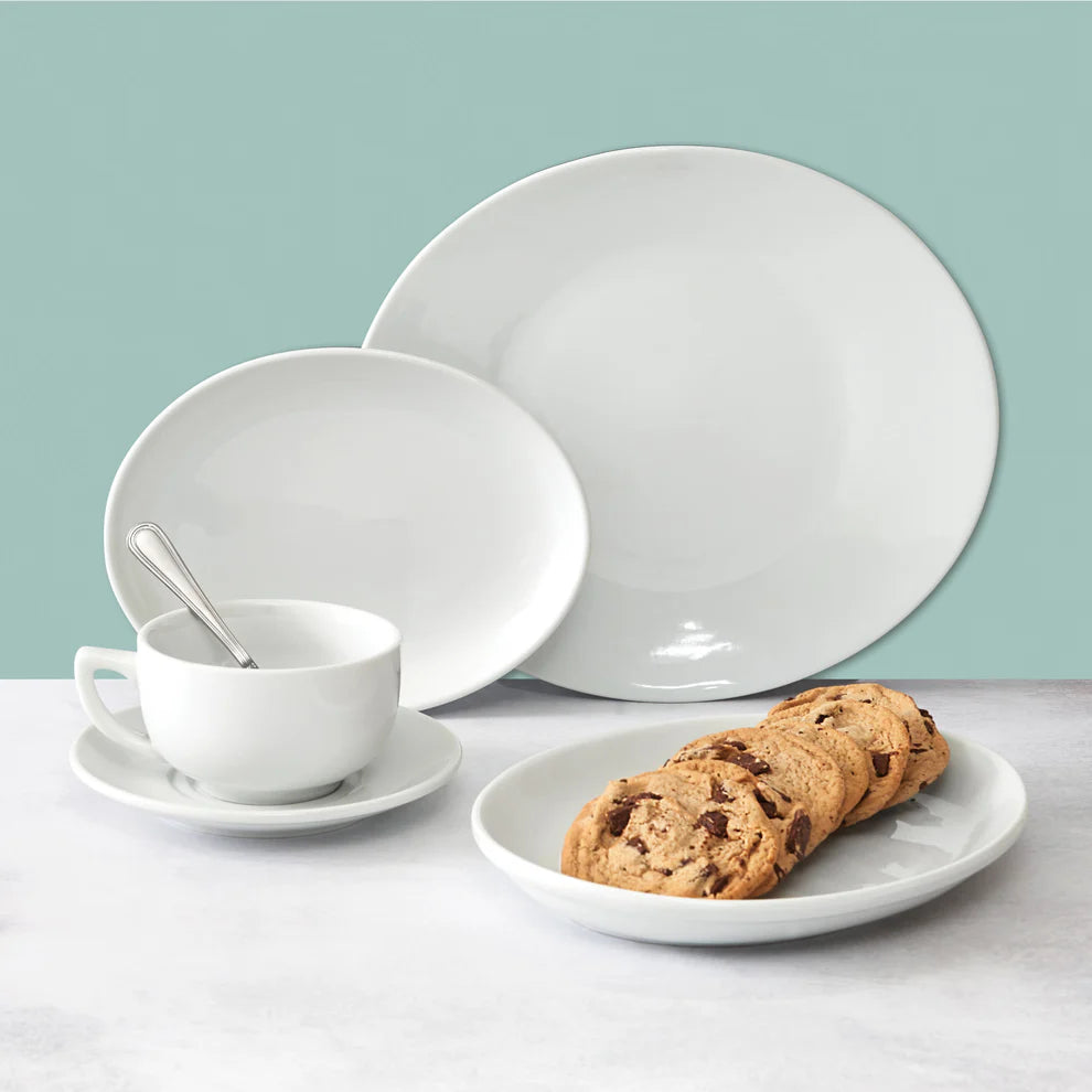 Winco OKP-105PL to OKP-95PL, 9.5"–13", White, Brechia Oval Coupe Porcelain Platters, Sold by Case