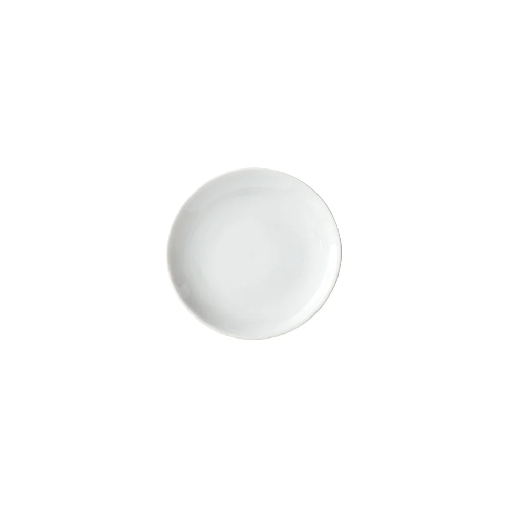 Winco OKP-10 to OKP-9, 6"–16" White Brechia Round Coupe Porcelain Plates, Sold by Case