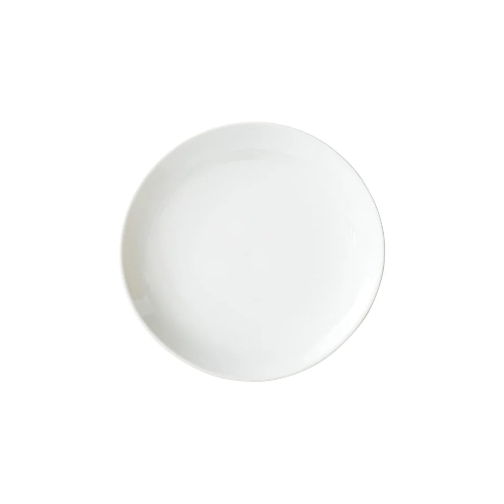 Winco OKP-10 to OKP-9, 6"–16" White Brechia Round Coupe Porcelain Plates, Sold by Case