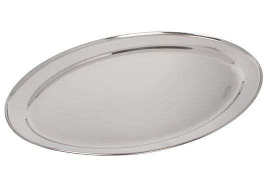 Winco OPL-12 to OPL-22 Stainless Steel 12" x 8-5/8" to 21-3/4" x 14-1/2" Oval Serving Platter