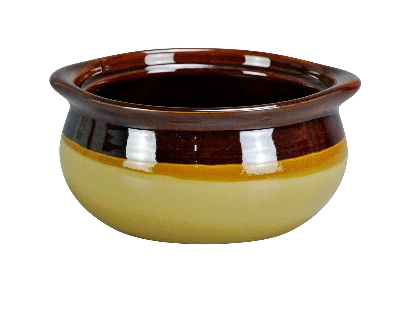 Yanco Onion Soup Crock OS-12-C is a stylish and practical choice for serving soups, stews, and side dishes. Crafted from two tone porcelain, this crock offers an elegant presentation that complements any dining setting. Its rimmed top ensures easy handling while helping to keep contents contained during transport and service. Designed for durability and convenience, it is oven, microwave, and dishwasher safe, making it ideal for restaurants, catering companies, hotels, and banquet halls.