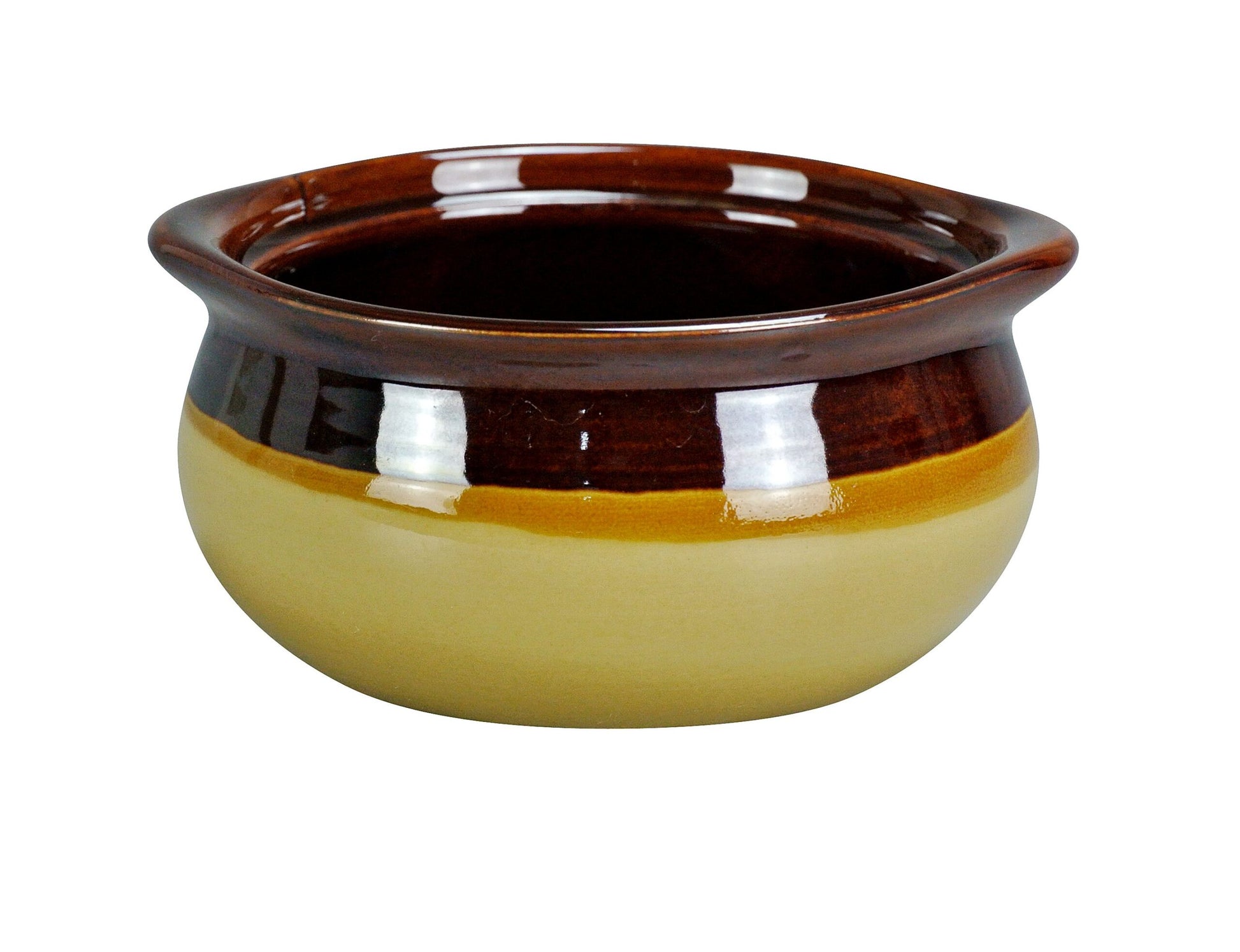 Yanco Onion Soup Crock OS-12-C is a stylish and practical choice for serving soups, stews, and side dishes. Crafted from two tone porcelain, this crock offers an elegant presentation that complements any dining setting. Its rimmed top ensures easy handling while helping to keep contents contained during transport and service. Designed for durability and convenience, it is oven, microwave, and dishwasher safe, making it ideal for restaurants, catering companies, hotels, and banquet halls.