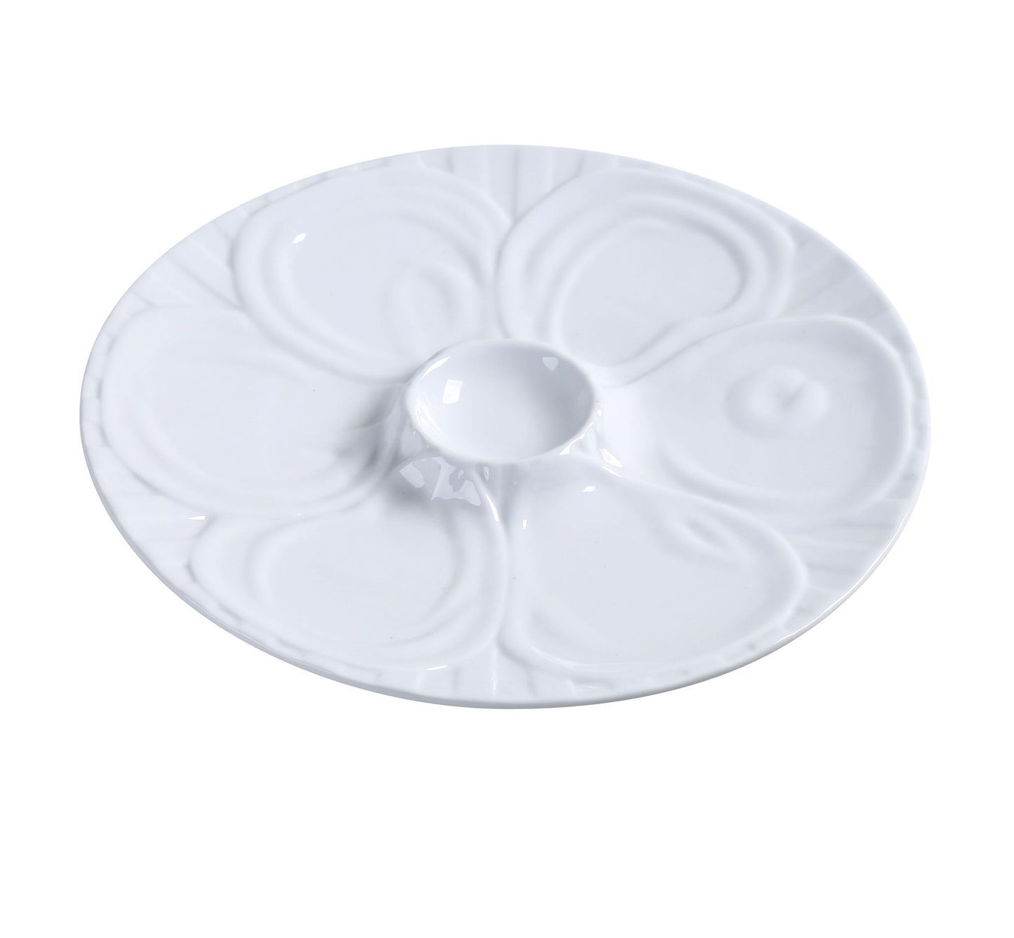 Yanco Oyster Plate OYS-9 is a sophisticated and functional addition to any seafood dining experience. Crafted from high-quality porcelain, its round shape and smooth white glaze provide an elegant presentation, making it ideal for serving fresh oysters in style. Designed for both home and professional use, this plate is oven, microwave, and dishwasher safe, ensuring convenience and durability. 