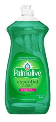 Palmolive Original Scent dish soap, 828 ml (28 oz), removes grease effectively while being gentle on hands.