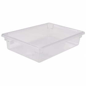 Stanton Trading 18" x 26" x 6" deep, 8.75 gallon capacity, clear, rectangular polycarbonate food storage box. The container is durable, easy to clean, and NSF-certified, ideal for safely storing and organizing food in commercial kitchens.