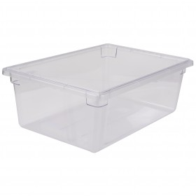 Stanton Trading 18" x 26" x 9" deep, 13 gallon capacity, clear, rectangular polycarbonate food storage box. The container is durable, easy to clean, and NSF-certified, ideal for safely storing and organizing food in commercial kitchens.