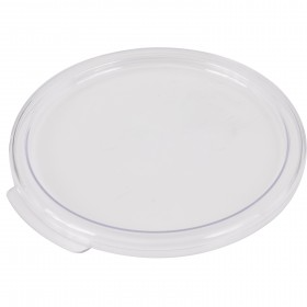 Round food storage lid stanton trading made from clear polycarbonate. It is designed to fit 6 qt., and 8 qt. round food storage containers, ensuring a secure and airtight seal.