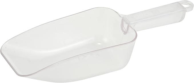 24oz clear polycarbonate scoop stanton trading with a sturdy handle and deep, wide design for efficient scooping of bulk ingredients, ice, or dry goods. Durable, lightweight, and resistant to cracking for long-lasting use.