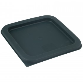 Stanton Trading PCSL-24 Green, square polycarbonate food storage lid designed to fit 2-quart and 4-quart containers. The lid has a smooth, flat surface with a slightly raised edge for secure placement on matching containers, ensuring a tight and protective seal. NSF certified for safe food storage.
