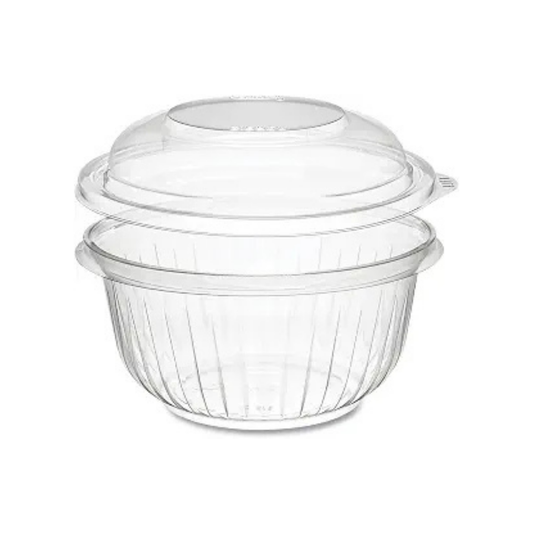Dart 16oz Clear PET Plastic Round Disposable Bowl with Dome Lid