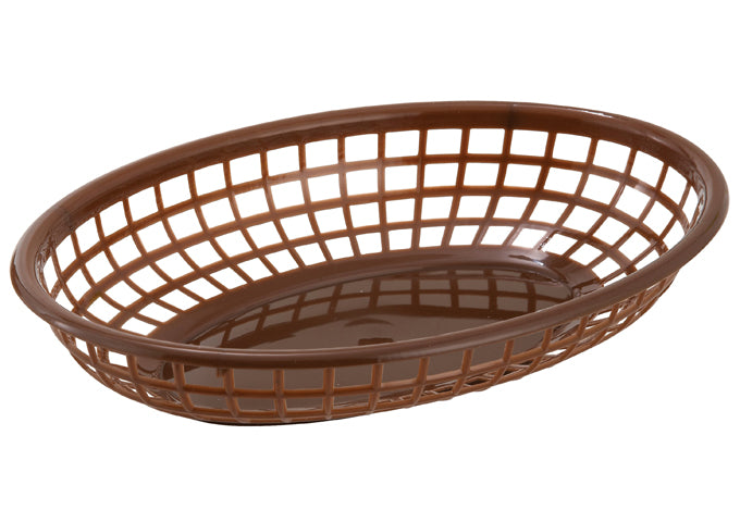 Winco PFB-10B to PFB-10R, 9-1/2" x 5" x 2", Brown, Green, Red Oval Fast Food Baskets