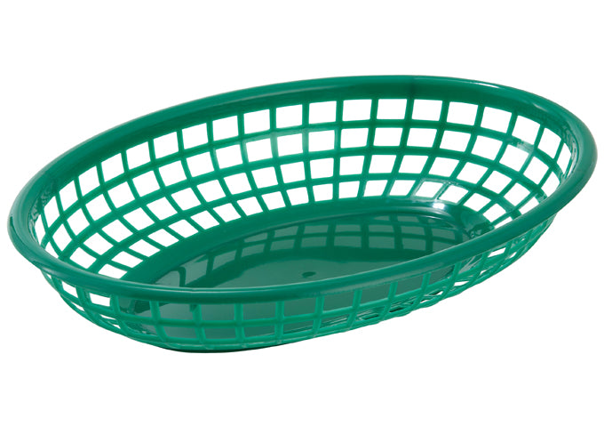 Winco PFB-10B to PFB-10R, 9-1/2" x 5" x 2", Brown, Green, Red Oval Fast Food Baskets