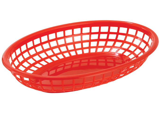 Winco PFB-10B to PFB-10R, 9-1/2" x 5" x 2", Brown, Green, Red Oval Fast Food Baskets