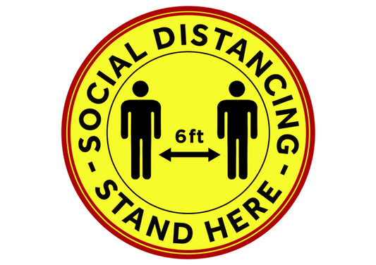 Winco PFD-12Y, 12" 10pcs/pk Anti-slip Round Social Distancing Floor Decal - Retail Environments, Hospitality Industry, Public Transportation Hubs