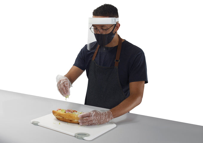 Winco PFS-1, 13"x8-1/2" Anti-Splash, Anti-Fog, Elastic Headband, Plastic Face Shield - Healthcare Settings, Food Service Industry, Industrial and Laboratory Environments