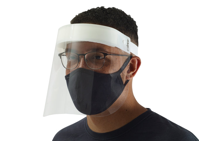 Winco PFS-1, 13"x8-1/2" Anti-Splash, Anti-Fog, Elastic Headband, Plastic Face Shield - Healthcare Settings, Food Service Industry, Industrial and Laboratory Environments