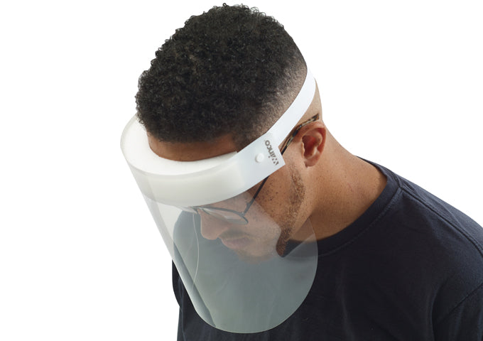 Winco PFS-1, 13"x8-1/2" Anti-Splash, Anti-Fog, Elastic Headband, Plastic Face Shield - Healthcare Settings, Food Service Industry, Industrial and Laboratory Environments