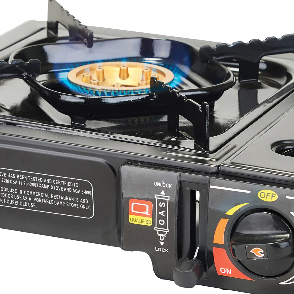 Winco PGS-1K, 9500 BTUs, Brass Burner, Black Portable Gas Cooker