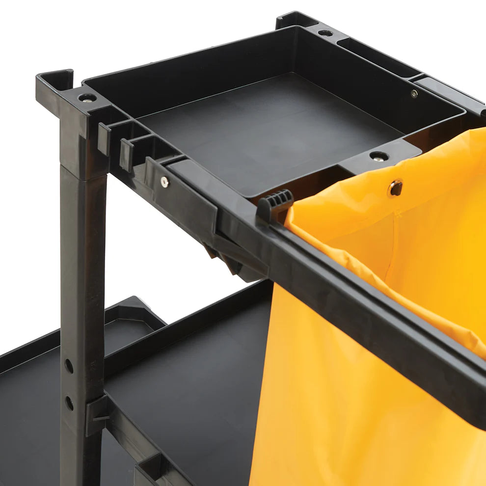 Winco PJC-4538, 3 Shelves, 45"x18.25"x38.25", Black Janitorial Cart